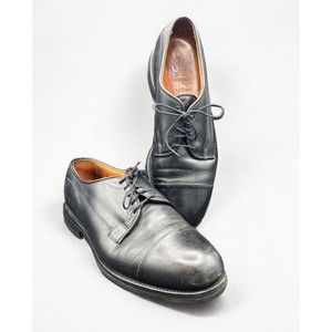 Men's Dress Shoes ALLEN EDMONDS BERGLAND Cap Toe Oxfords Sz 9.5 Black Leather